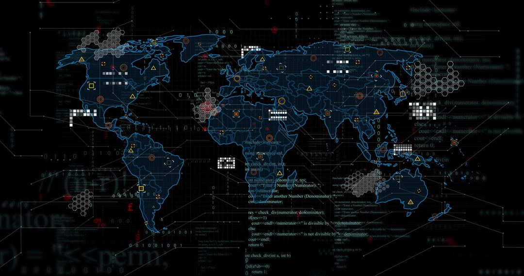 Futuristic Digital World Map Dashboard for Cybersecurity