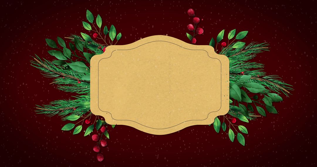Christmas Elegant Label Design with Foliage Elements