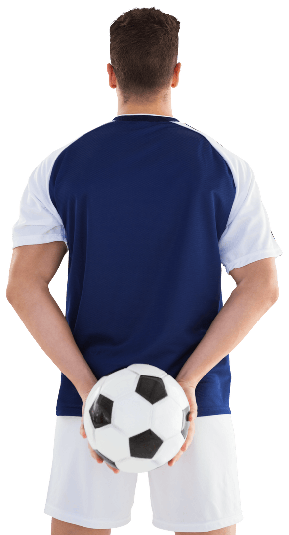 Transparent Rectitudial Soccer Player Holding Ball Behind Back