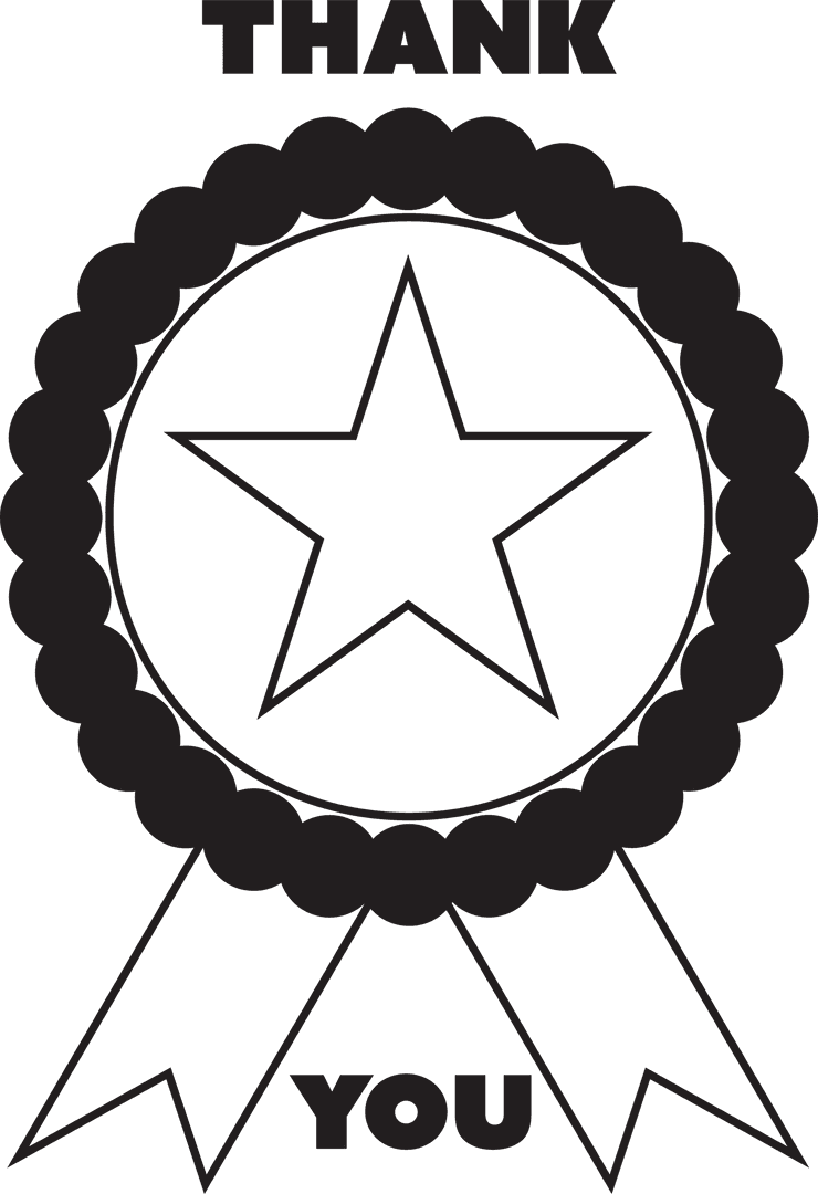 Transparent Badge with Thank You Message and Star