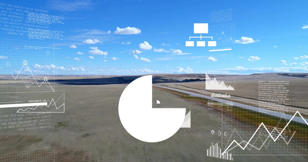 Digital Analytics Overlaid on Open Farmland Landscape