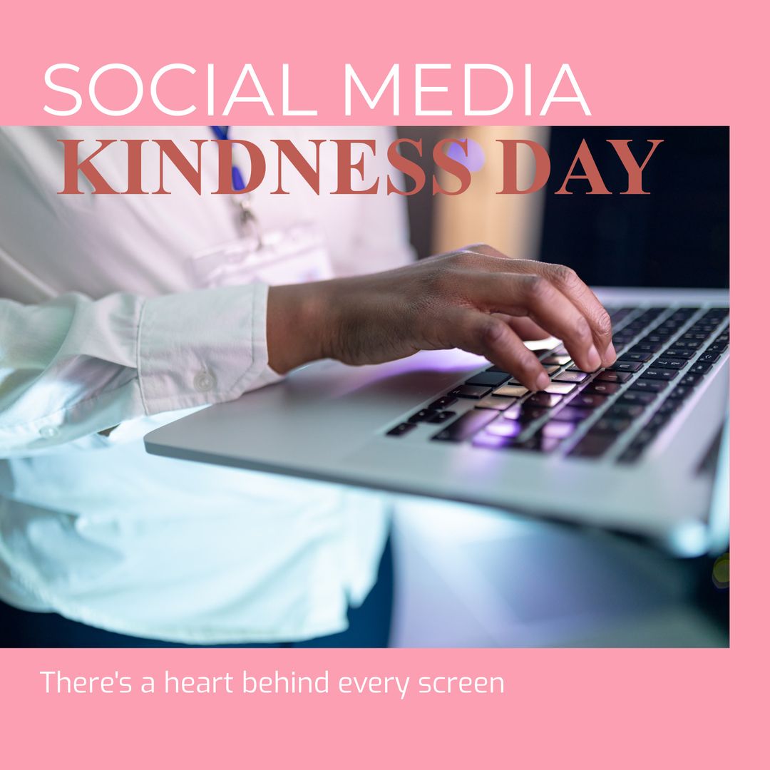 Celebrating Social Media Kindness Day with Laptop and Community Message