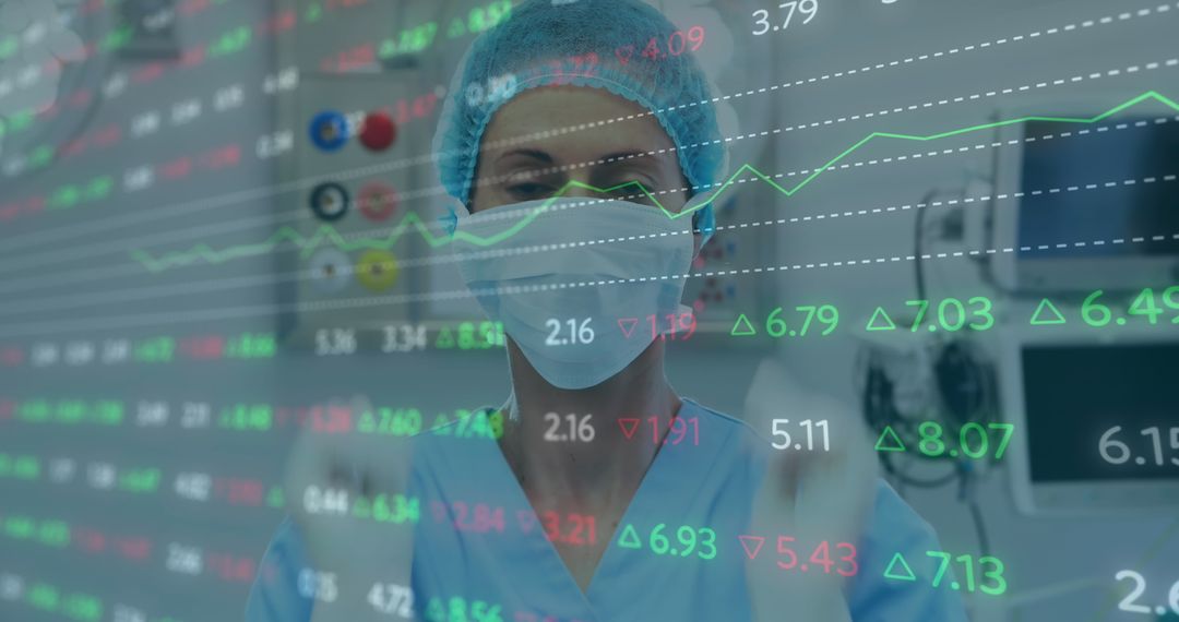 Healthcare professional analyzing digital stock market trends
