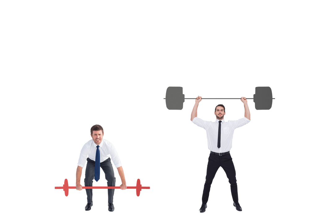 Businessmen Weightlifting on Transparent Background for Business Strength