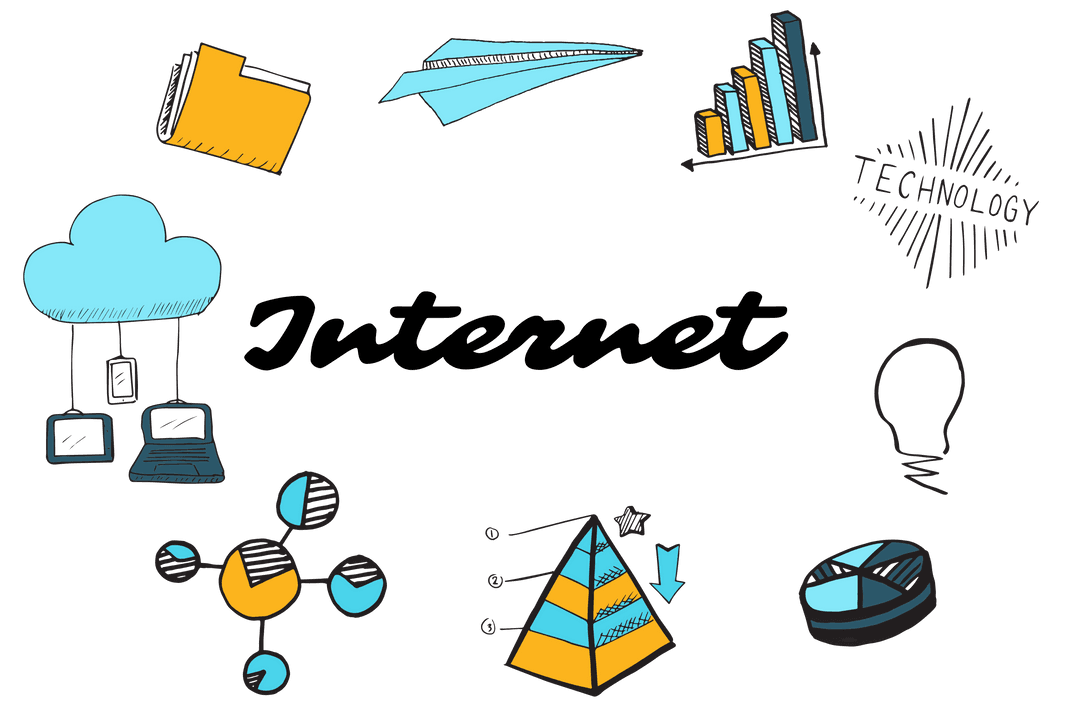 Digital Communication Concepts on a Transparent Background