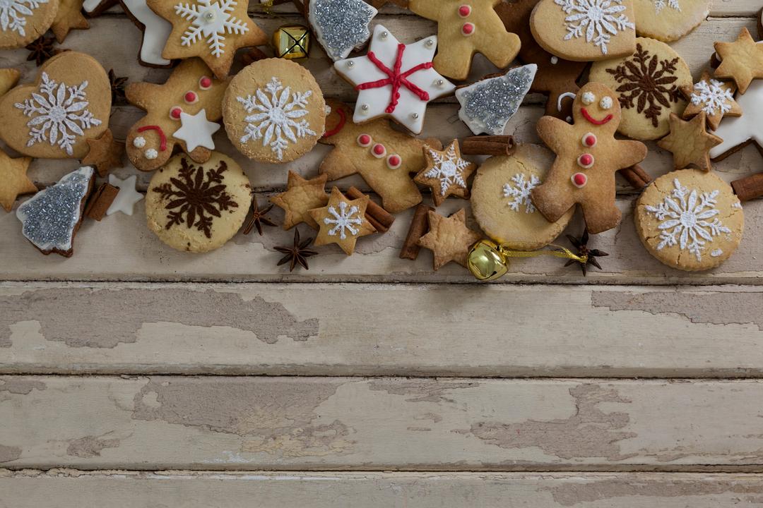 Assorted Christmas Cookies on Rustic Wooden Background - Free Images, Stock Photos and Pictures on Pikwizard.com