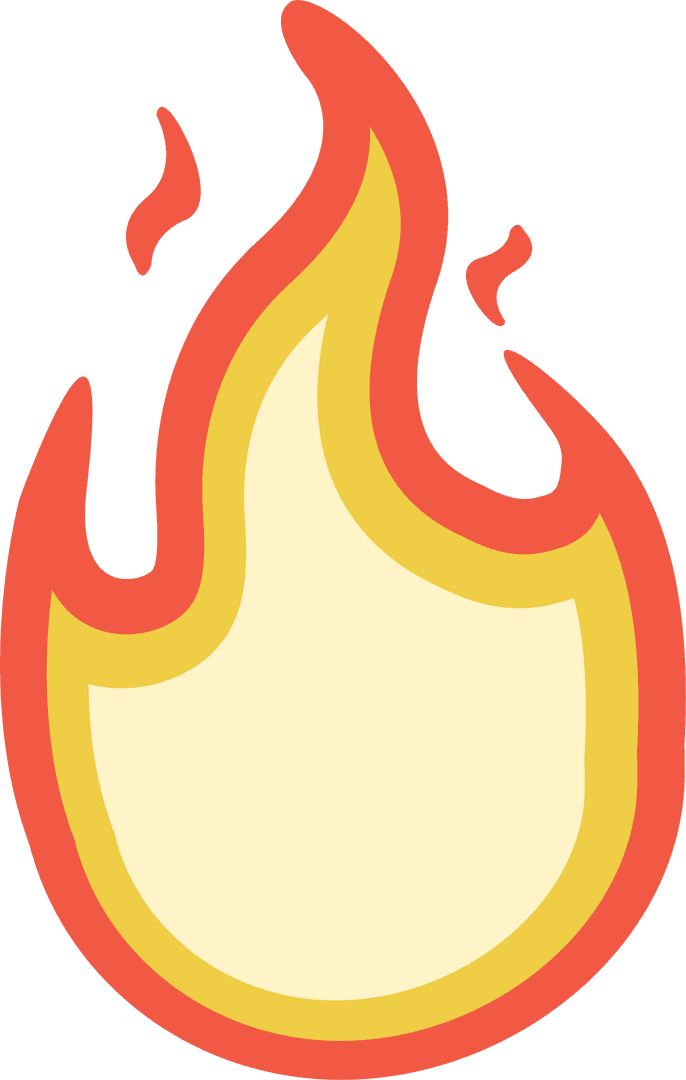 Flat Modern Flame Icon Vector on Transparent Background