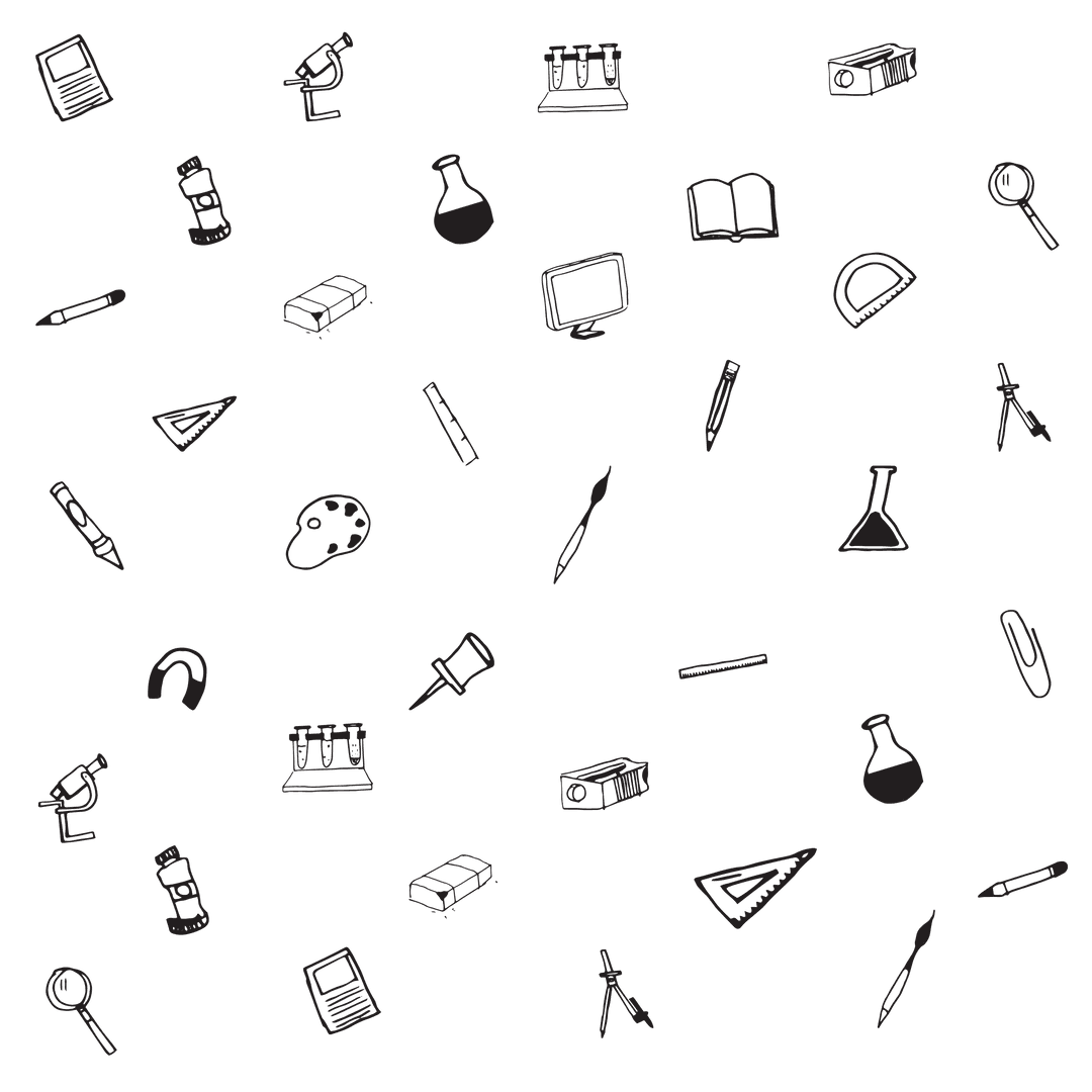 Diverse School Icons on Transparent Background for Education Projects