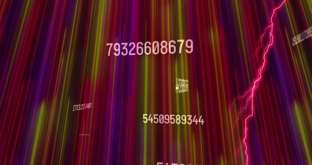 Futuristic Digital Background Numbers and Lightning