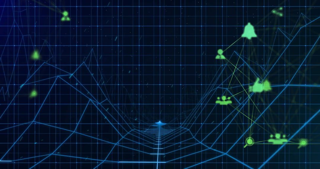 Digital Network Connections with Social Media Icons and Grid