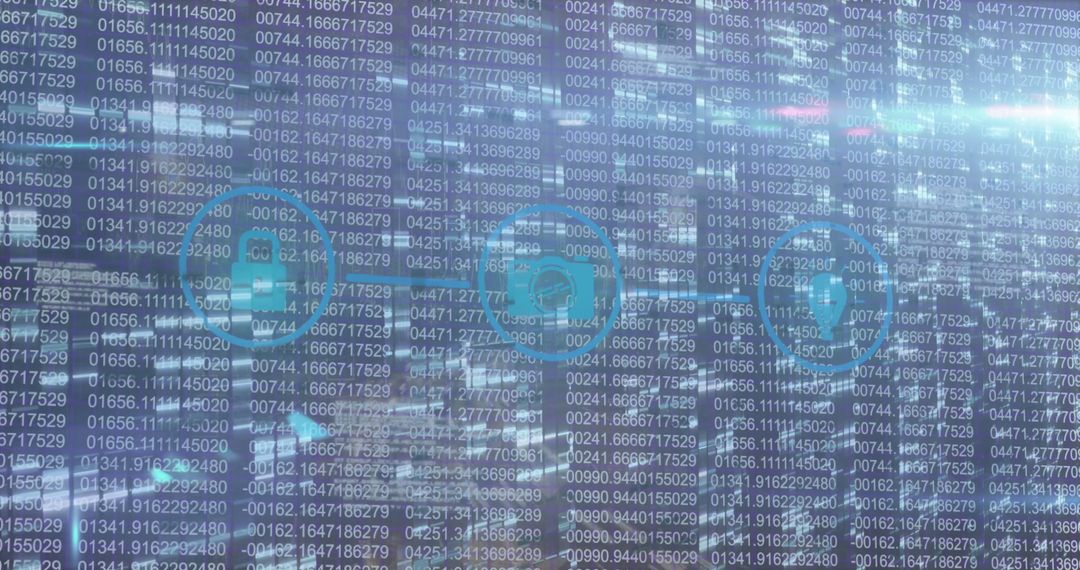 Digital Security with Binary Codes and Technology Icons