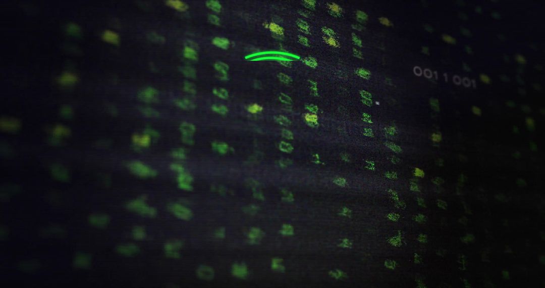 Futuristic Digital Code with Neon Green Elements