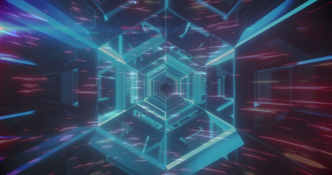 Futuristic Digital Tunnel with Light Trails