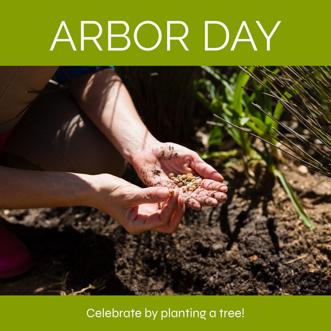 Celebrating Arbor Day by Planting Seeds in Nature Garden
