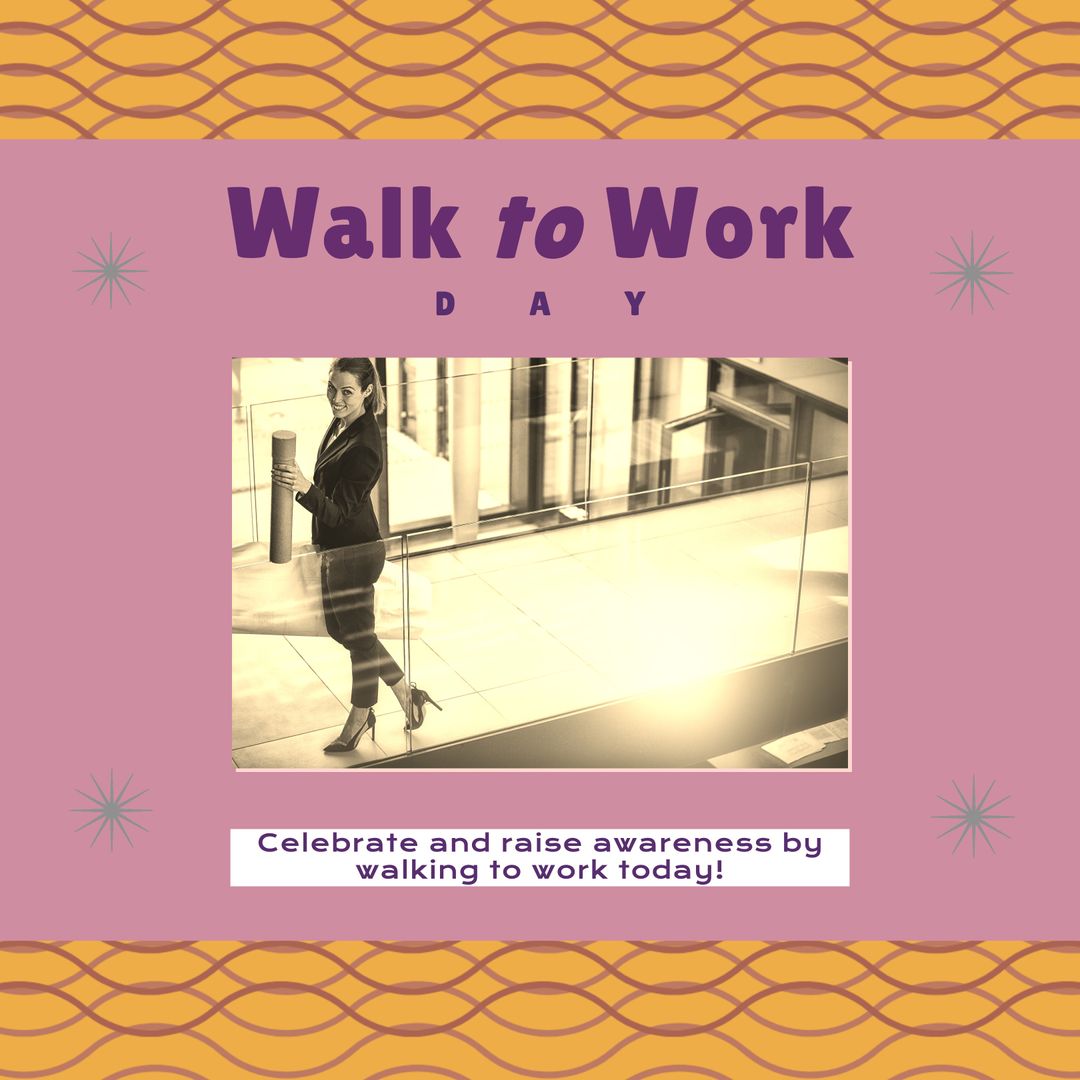 Walk to Work Day Promotion with Businesswoman in Office