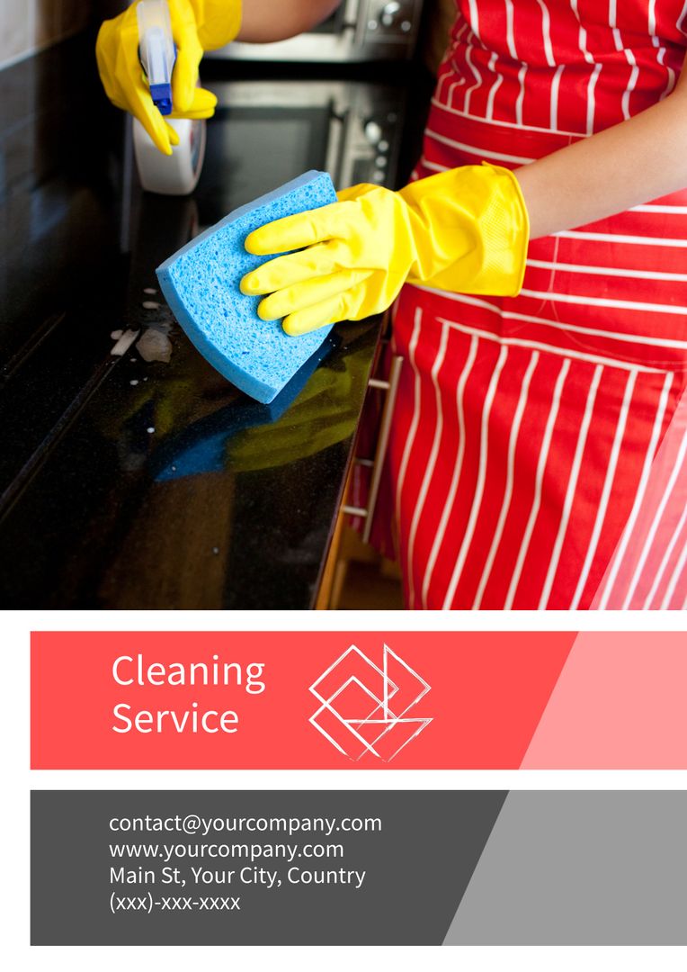 Vibrant Cleaning Service Advertisement Featuring Thorough Kitchen Scrubbing - Download Free Stock Templates Pikwizard.com