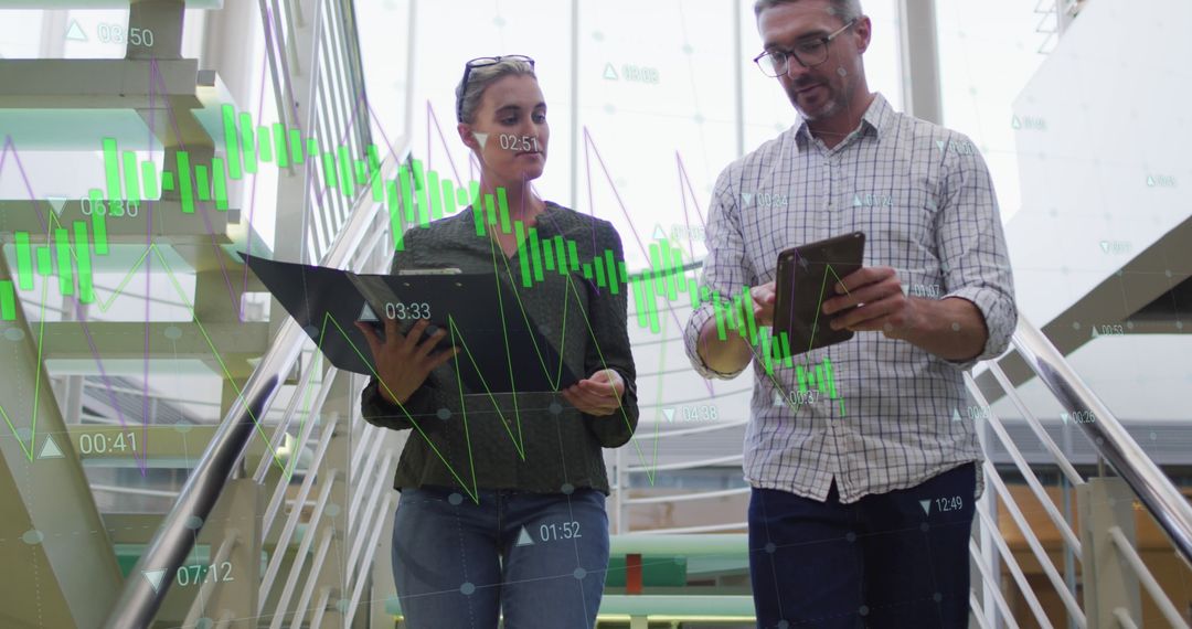 Diverse Business Professionals Discussing Financial Data Trends