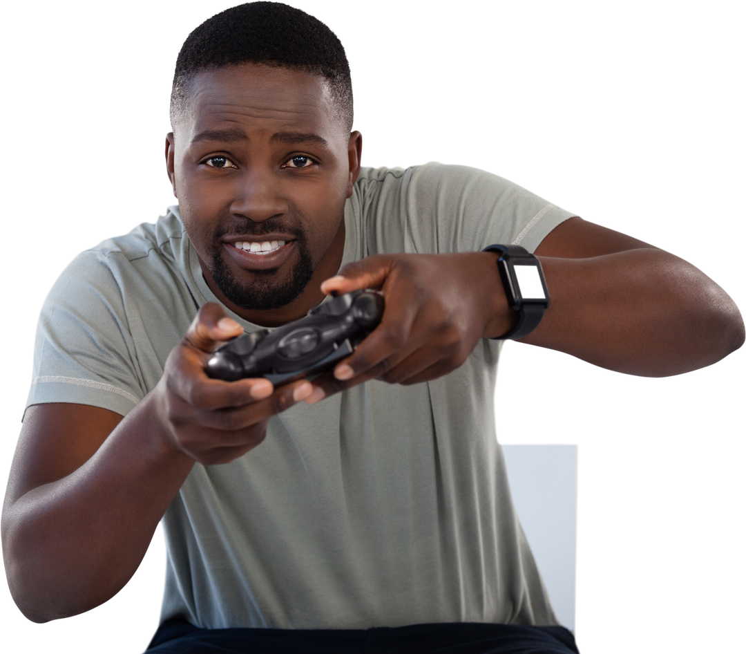 Smiling Man Playing Video Game With Transparent Background - Download Free Stock Images Pikwizard.com