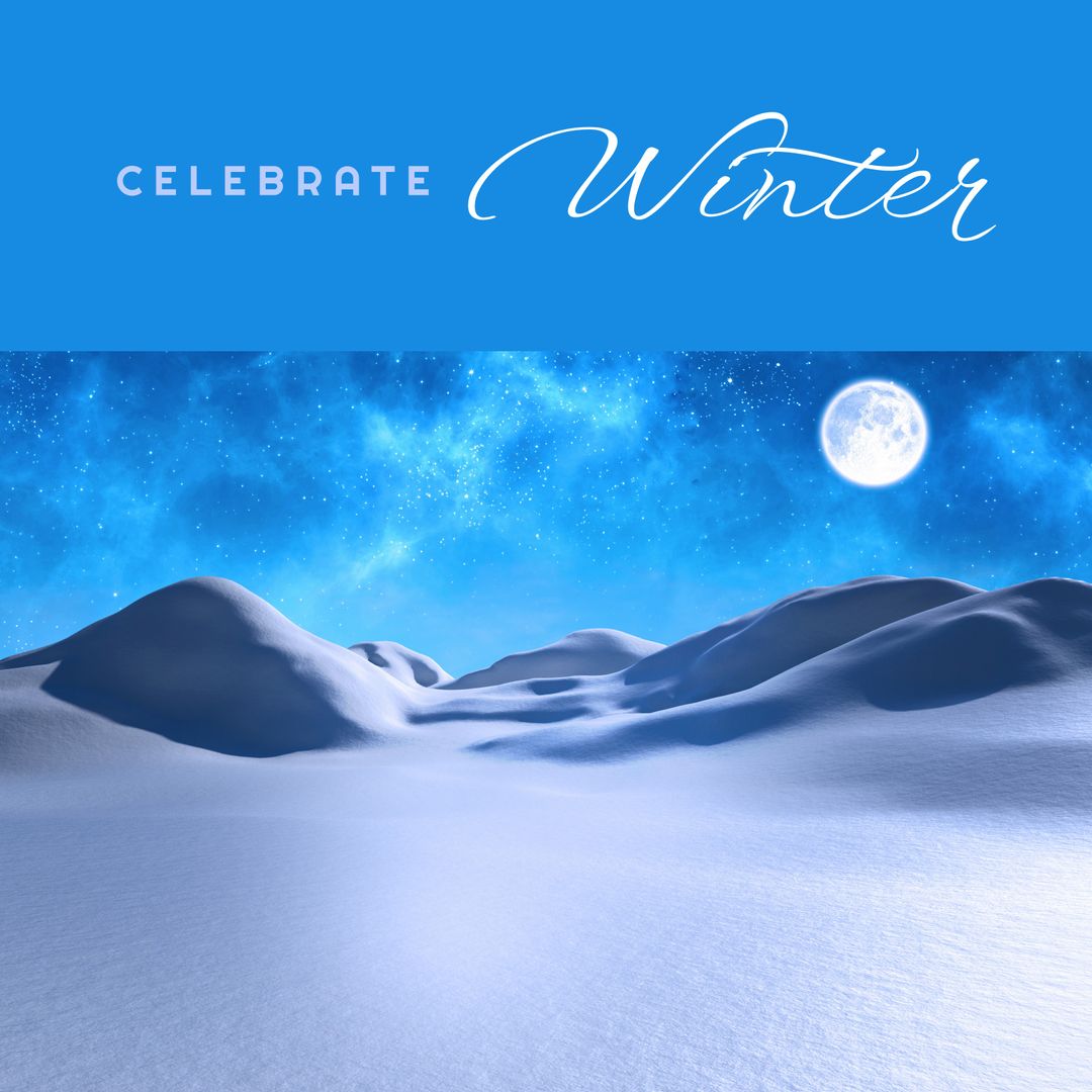 Celebrate Winter Full Moon Over Snowy Landscape - Download Free Stock Templates Pikwizard.com