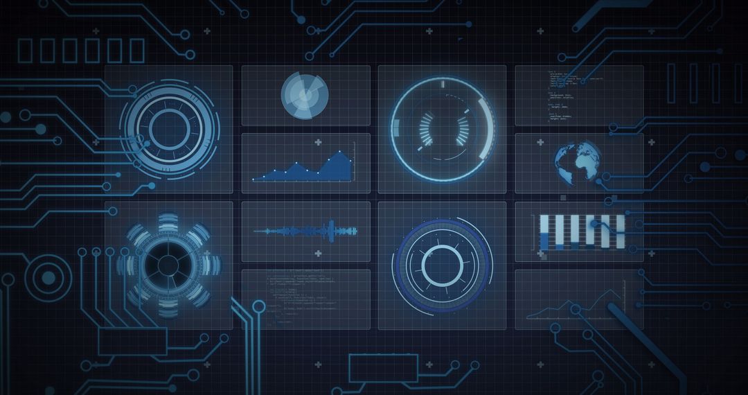 Futuristic Digital Interface with Data Visualization Templates