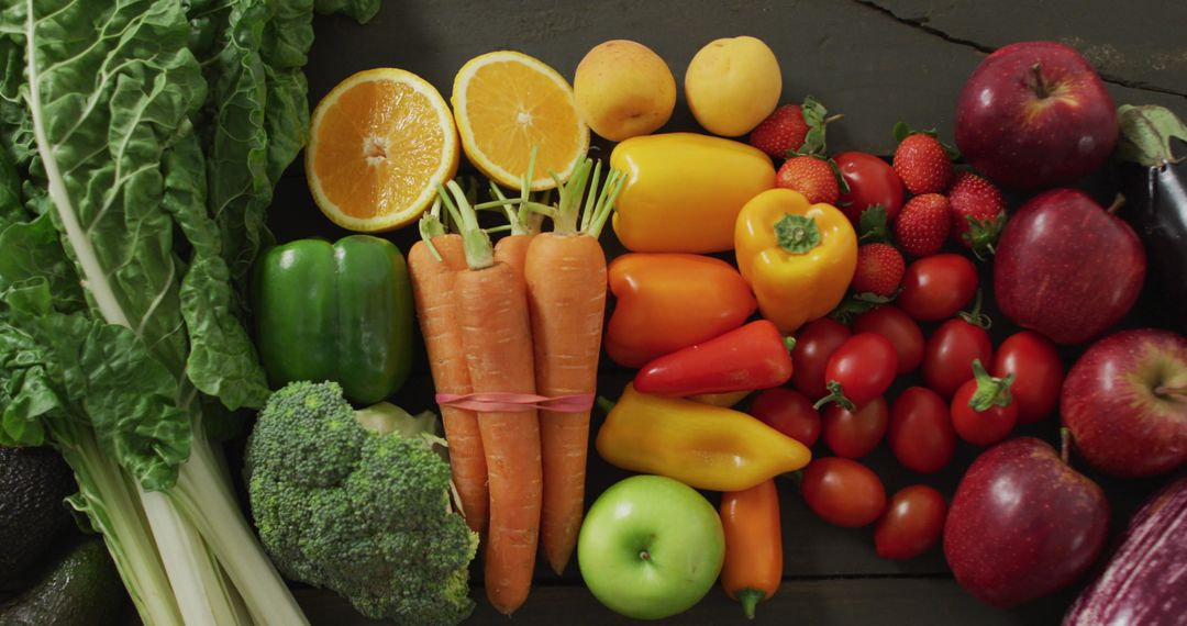 Vibrant Assortment of Fresh Fruits and Vegetables for Healthy Living