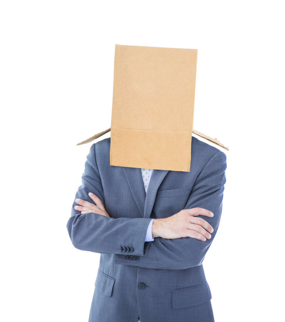 Transparent Businessman in Suit with Cardboard Box on Head - Download Free Stock Images Pikwizard.com