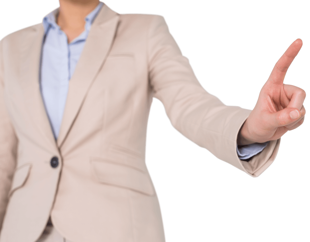 Asian Businesswoman Pointing on Transparent Background for Professional Use