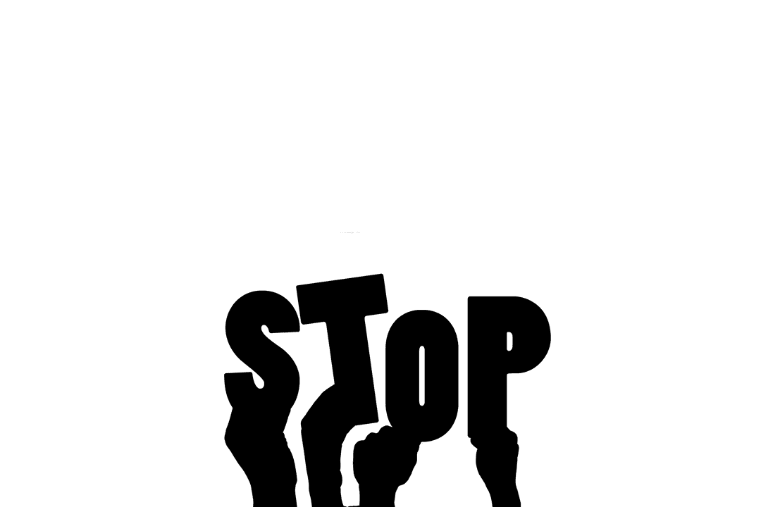 Hand Silhouette with Stop Text on Transparent Background