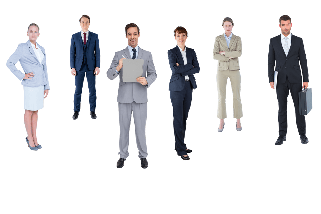 Business Professionals in Formal Attire on Transparent Background
