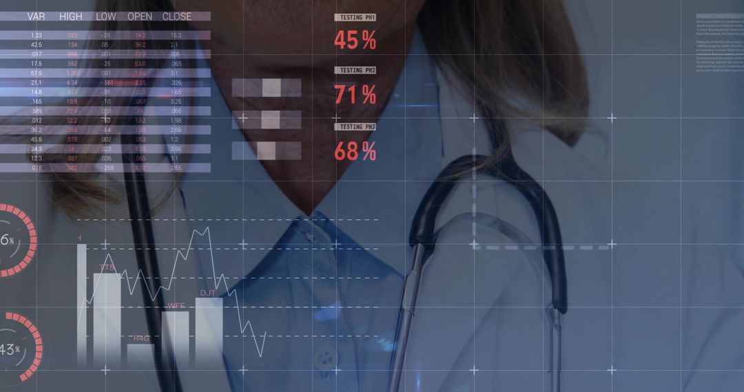 Senior Physician Examining Digital Healthcare Charts