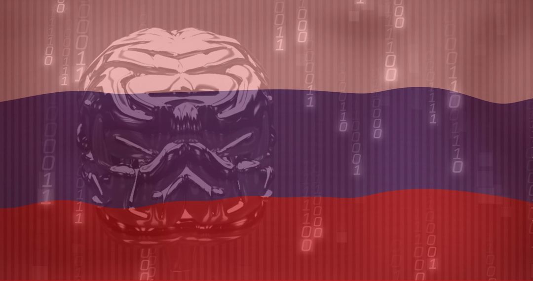 Binary Brain with Russian Flag Symbolizes Cyber Technology