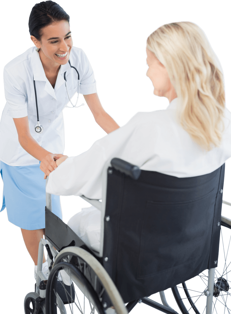 Caring Female Doctor and Patient Interaction on Transparent Background
