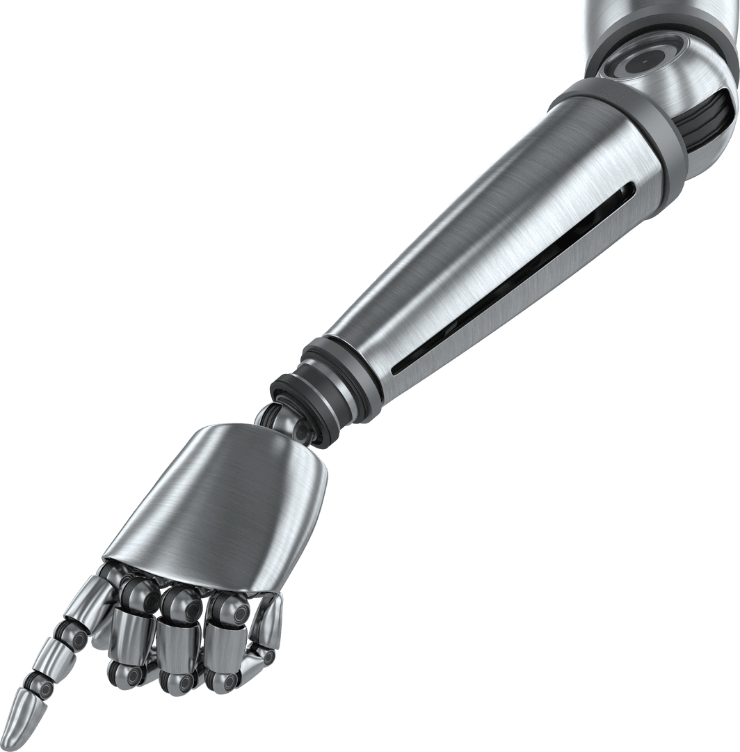 Futuristic Transparent Robotic Arm Pointing