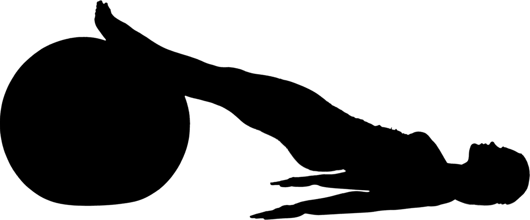 Silhouette of Woman Exercising with Swiss Ball, Transparent Background