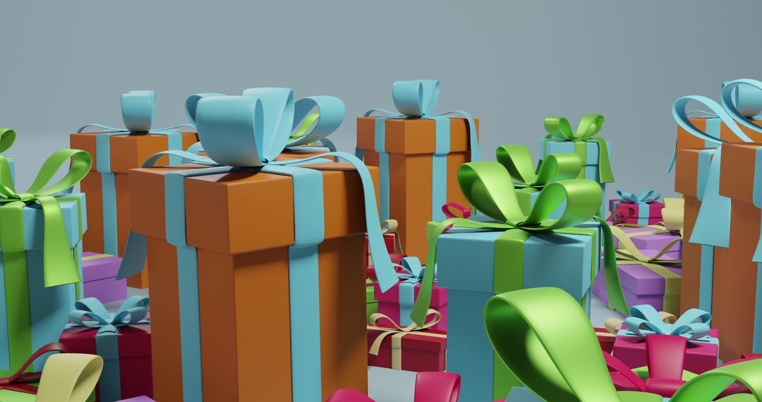 Colorful Wrapped Gift Boxes with Bows