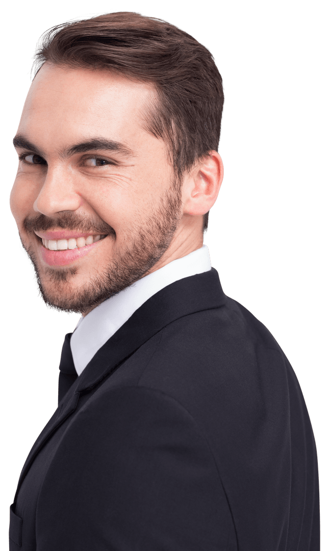 Transparent Cheerful Businessman Smiling Confidently