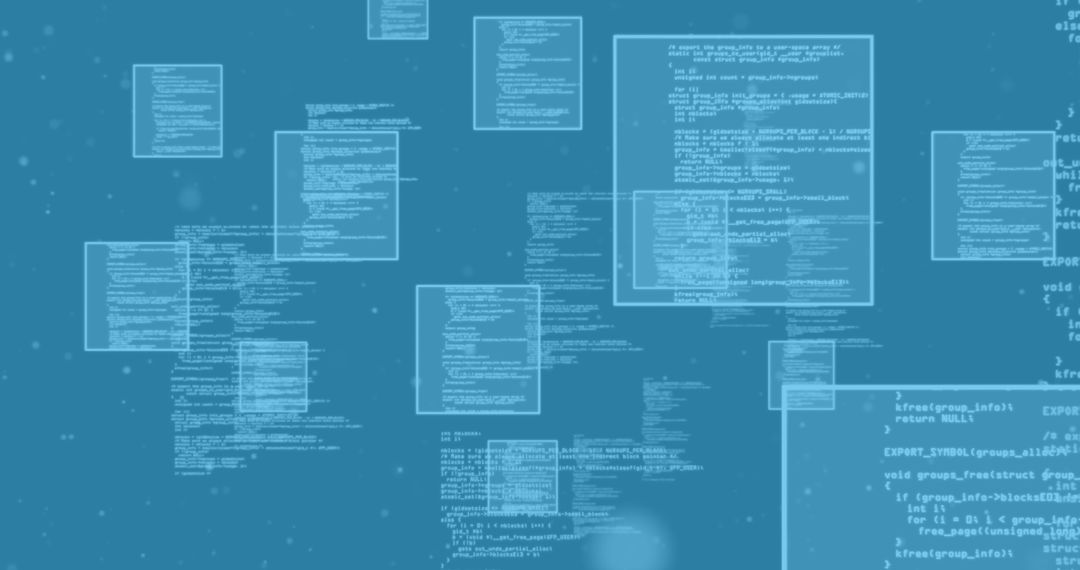 Digital Data Processing Interfaces on Blue Background