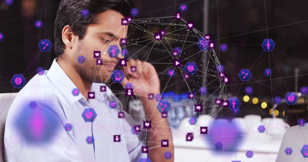 Businessman Navigating Digital Network With Augmented Connections