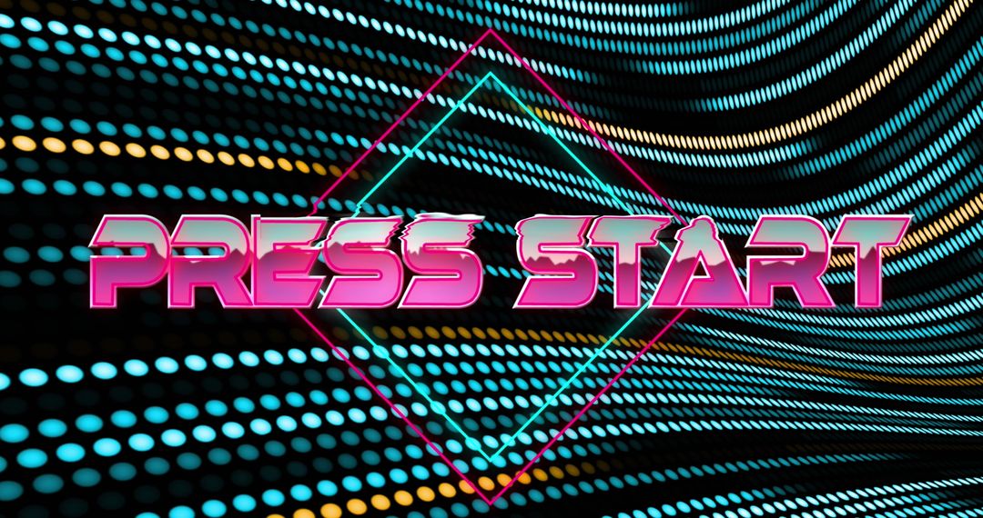 Futuristic Digital Game Start Screen with Neon Elements