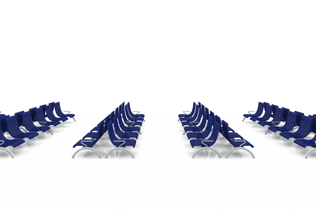 Digital Illustration of Blue Seats Row Transparent Background
