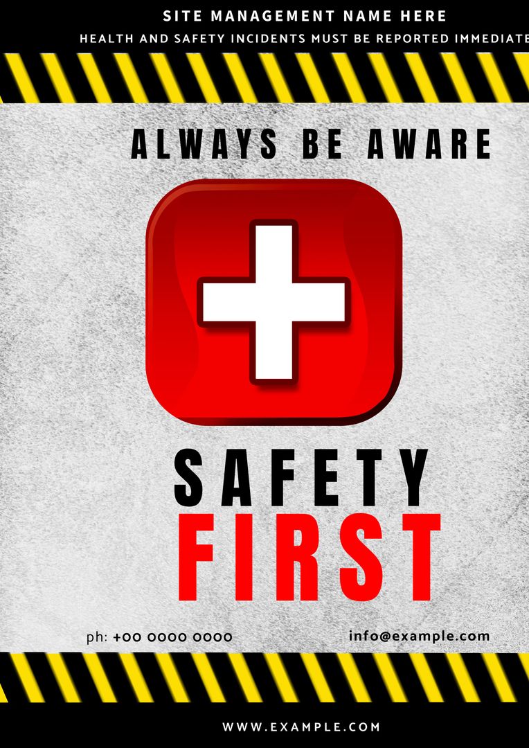 Workplace Safety Awareness Poster with Red Cross - Download Free Stock Templates Pikwizard.com