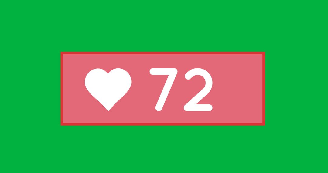 Heart Icon and Number Count on Green Background, 4K Resolution