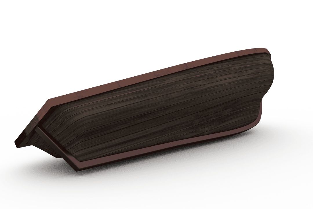 Rustic Wooden Boat Overturned on Transparent Background