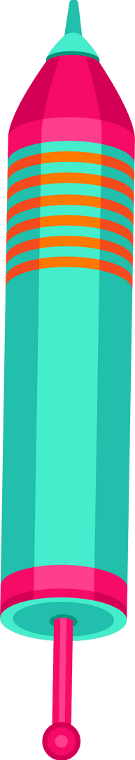 Vibrant Stylized Rocket Firework on Transparent Background