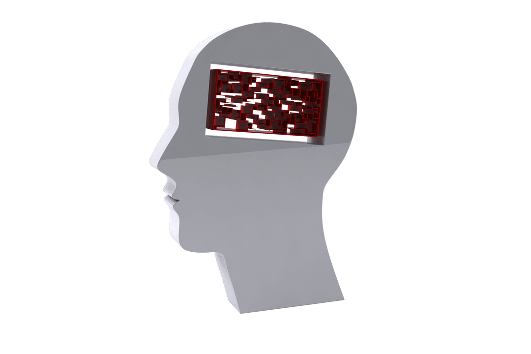 Digital Head Silhouette with Labyrinth Element Transparent Background