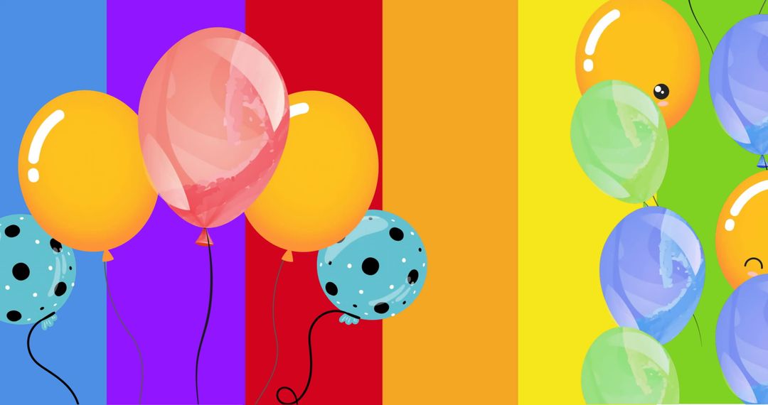 Colorful Balloons on a Rainbow Background Representing LGBTQ Pride