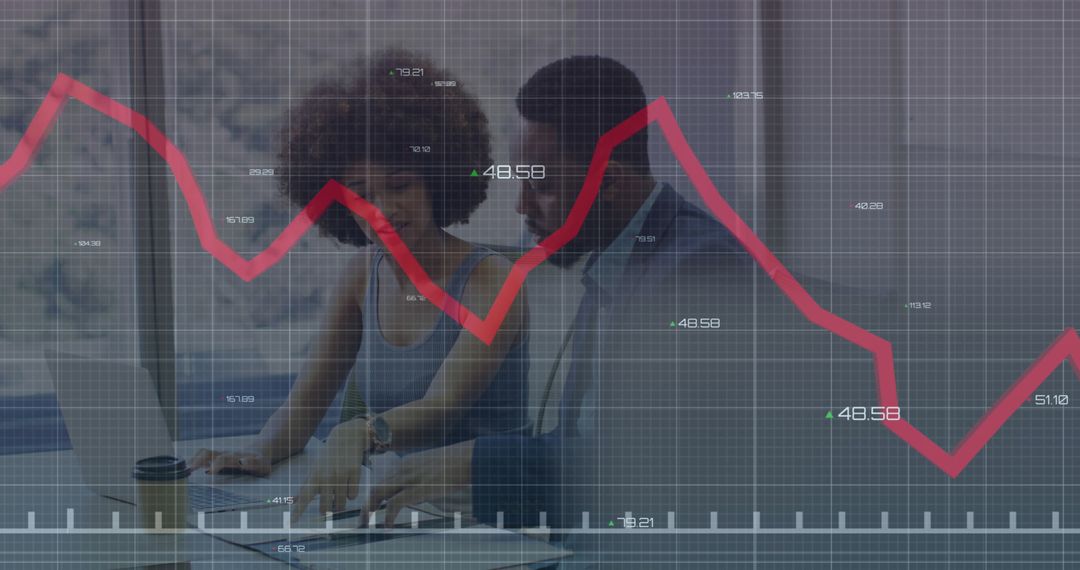 Business Team Analyzing Financial Data with Stock Market Graph Overlay - Free Images, Stock Photos and Pictures on Pikwizard.com