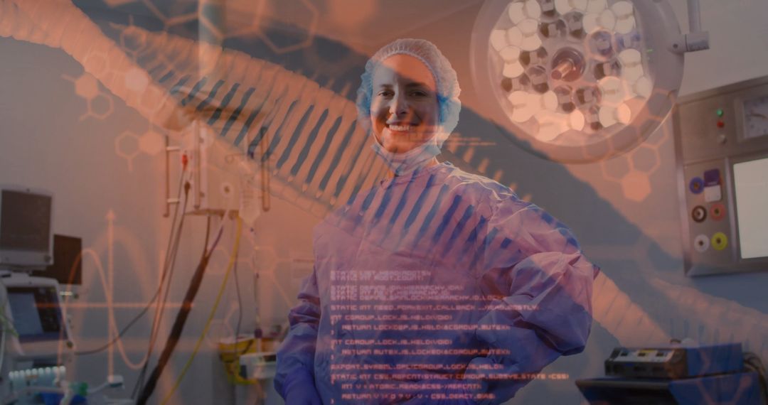 Female Surgeon Embracing Innovation in Modern Operating Theater