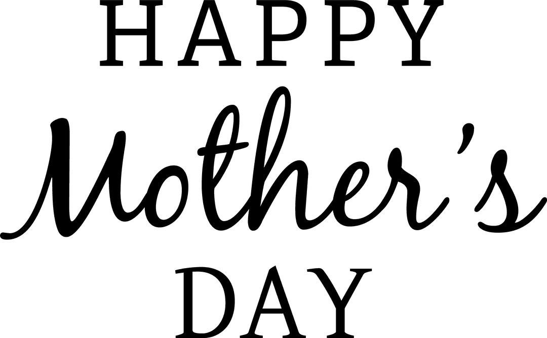 Celebratory Happy Mother's Day Text on Transparent Background Vector