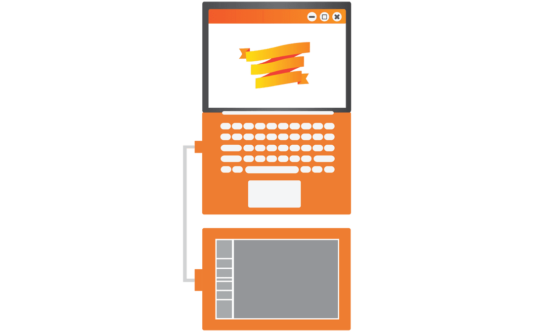 Digital Laptop and Tablet Illustration on Transparent Background